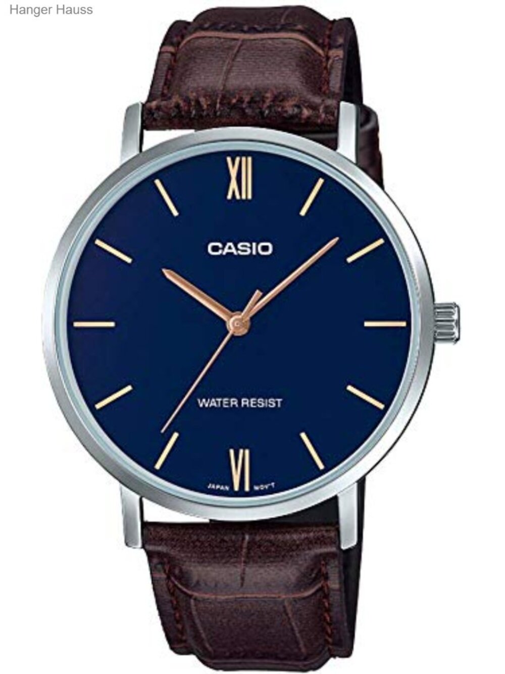 Men's Analog Leather Watch Stainless Steel Case Water Resistant